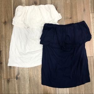 Lilly Pulitzer White and Navy Rilo Tube Tops